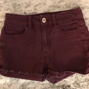 American Eagle Burgandy Jean Shorts